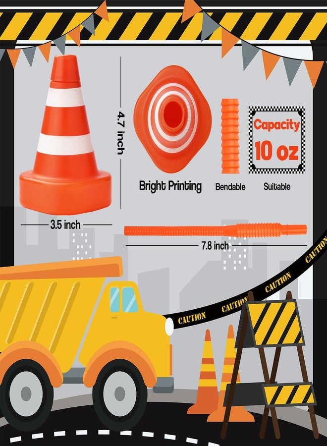 ALINK 12 Pack Construction Cone Cups with Straws, 10 oz Race Car Traffic Cones Party Favor Cups for Kids Party, Construction Traffic Theme Racing Car Hotwheels Birthday Party Supplies - Image 2