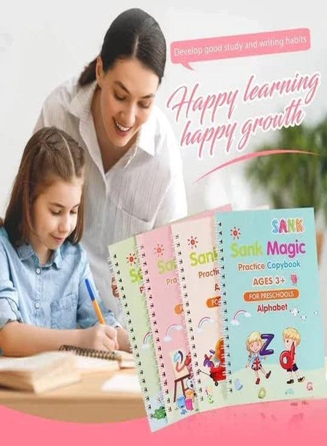 SWADEC مجموعة SWADEC Magic Copybook قابلة لإعادة الكتابة للأرقام والحروف الأبجدية والرسم والرياضيات، 4 كتب، 10 عبوات إعادة تعبئة، 1 مقبض، عبوة من قطعتين، متعددة الألوان - Image 5