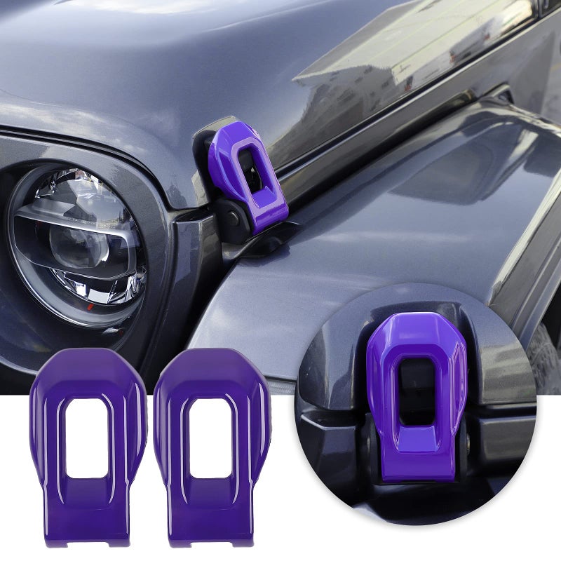 Voodonala for Jeep JL ABS Hood Latches Engine Buckle Bonnet Fastener Engine Cover Decor Trim Protction Cover for 20182026 Jeep Wrangler JL JLU Gladiator JT Exterior Accessories Purple 2pcs - Image 2