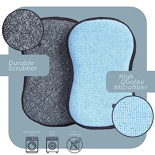 SCRUBIT Multi-Purpose Sponges Kitchen by Scrub-it - Non-Scratch Microfiber sponges for Cleaning, Along with Heavy Duty Scrubbing Power - Reusable Dish Sponge for Dishes, Pots and Pans (6 Pack, Small) - Image 2