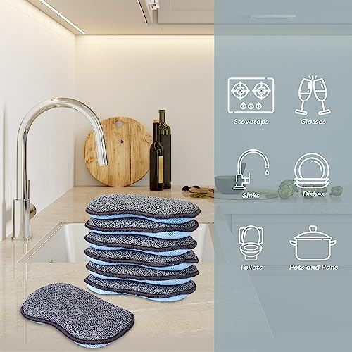 SCRUBIT Multi-Purpose Sponges Kitchen by Scrub-it - Non-Scratch Microfiber sponges for Cleaning, Along with Heavy Duty Scrubbing Power - Reusable Dish Sponge for Dishes, Pots and Pans (6 Pack, Small) - Image 3