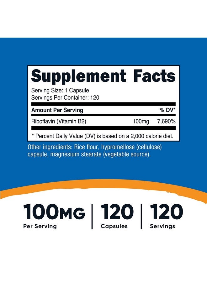 Nutricost Vitamin B2 (Riboflavin) 100Mg 120 Capsules Gluten Free And Nongmo - Image 3