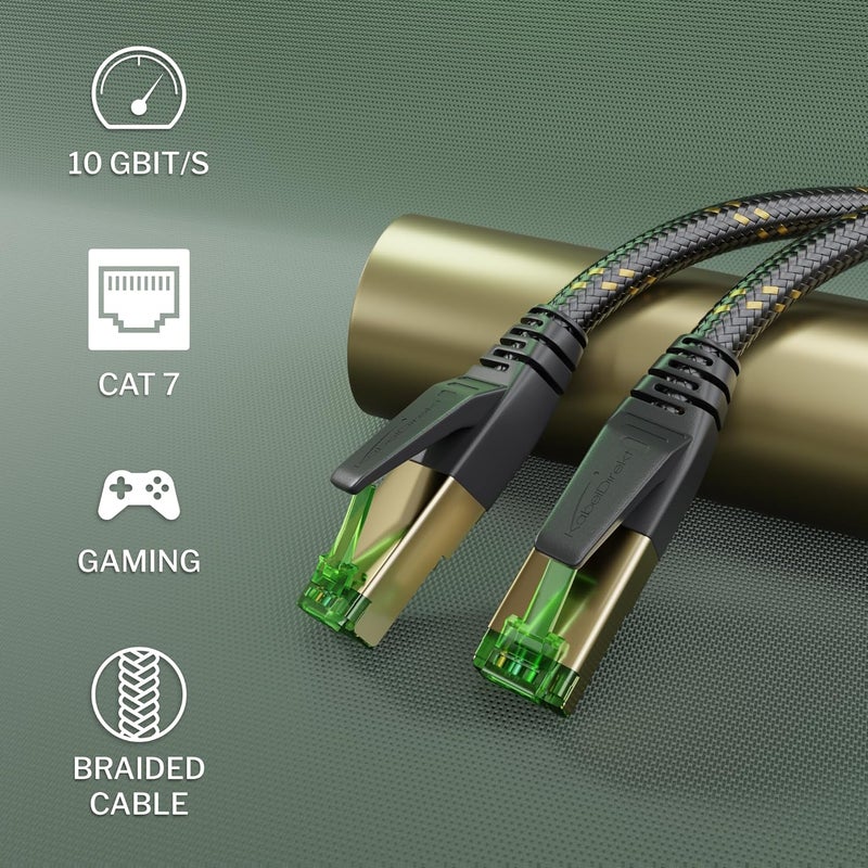 KabelDirekt Cat 7 Ethernet Cable with ultra-secure triple shielding, internet & LAN cord, Nylon braided – 0.25m (Break-proof network cable, 10Gbit/s for maximum fibre optic speed, RJ45 plug) – CableDirect - Image 2