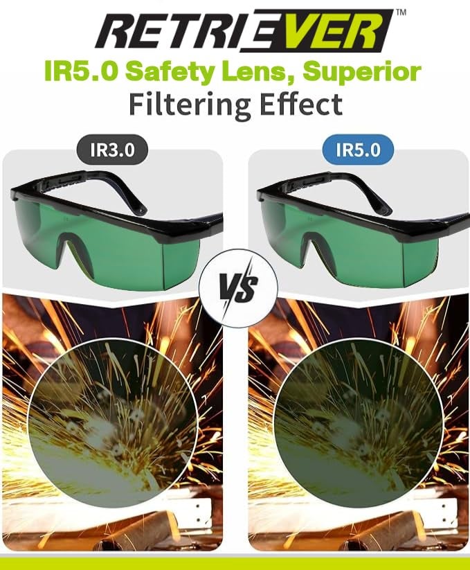 Cordova EJBIRUV5 Retriever Welder's Glasses, Black Frame, 5.0 IR Green Lens, 1-Pack - Image 5