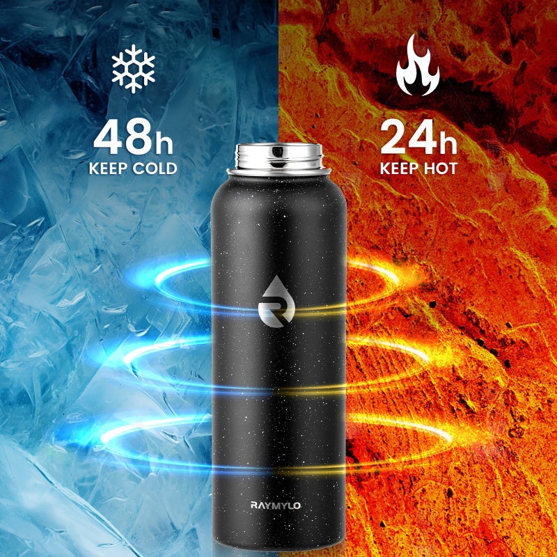 Raymylo 40Oz Insulated Water Bottle  Triple Wall Vacuum Stainless Steel Water Bottles - Keeps Cold 48H  Reusable Metal Water Flask Jug For Gym  Sports  Camping  Hiking Travel  Starry Sky-Black - Image 3