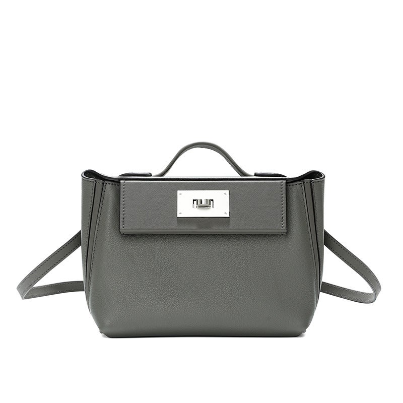 Temperament Genuine Leather Kelly Bag – Small Crossbody Women's Shoulder Bag - Image 1