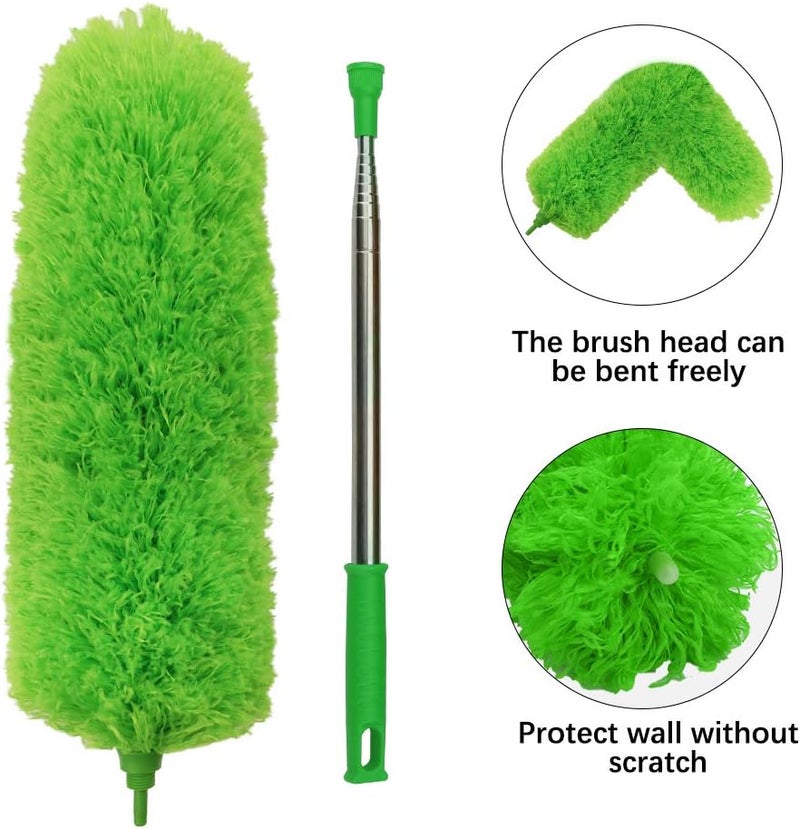 DELUX Microfiber Feather Duster Extendable Duster with 100 inches Extra Long Pole, Bendable Head & Long Handle Dusters for Cleaning Ceiling Fan, High Ceiling, Blinds, Furniture & Cars Green - Image 3
