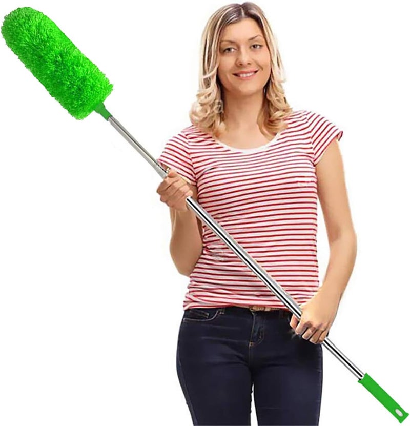 DELUX Microfiber Feather Duster Extendable Duster with 100 inches Extra Long Pole, Bendable Head & Long Handle Dusters for Cleaning Ceiling Fan, High Ceiling, Blinds, Furniture & Cars Green - Image 1