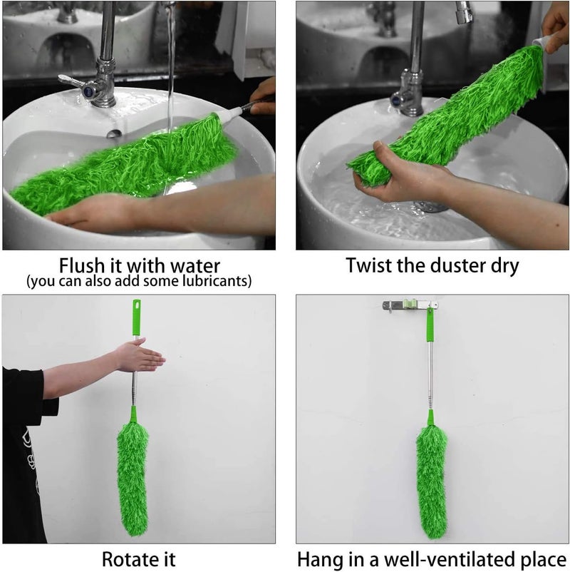 DELUX Microfiber Feather Duster Extendable Duster with 100 inches Extra Long Pole, Bendable Head & Long Handle Dusters for Cleaning Ceiling Fan, High Ceiling, Blinds, Furniture & Cars Green - Image 5