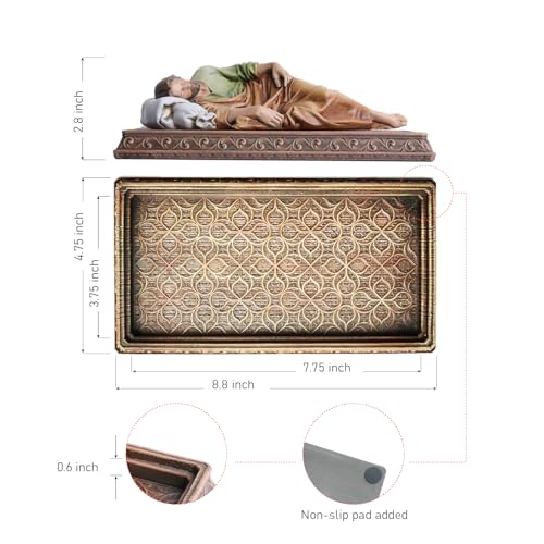 BC BUILDCLASSIC BC Catholic Sleeping St.Joseph Statue, with Case Base, Patron Saint Religious Figure Gift, Holder for Rosary, Inspirational Home Decor 8.8 inches L, Handmade by Buildclassic (Full Color) - Image 3