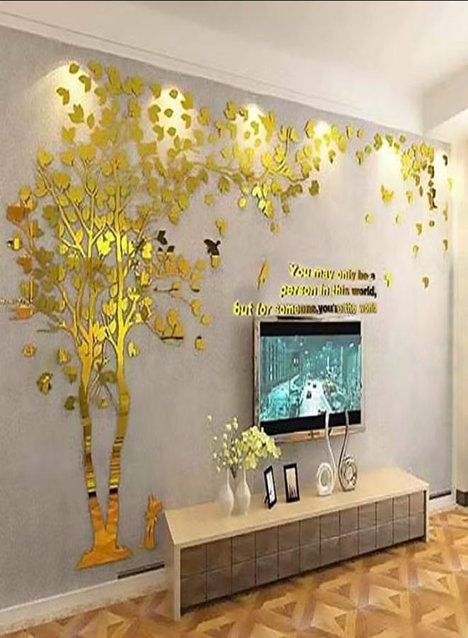 ملصقات جدارية ثلاثية الأبعاد لشجرة الأزواج باللون الذهبي 100x200 سنتيمتر - Image 1