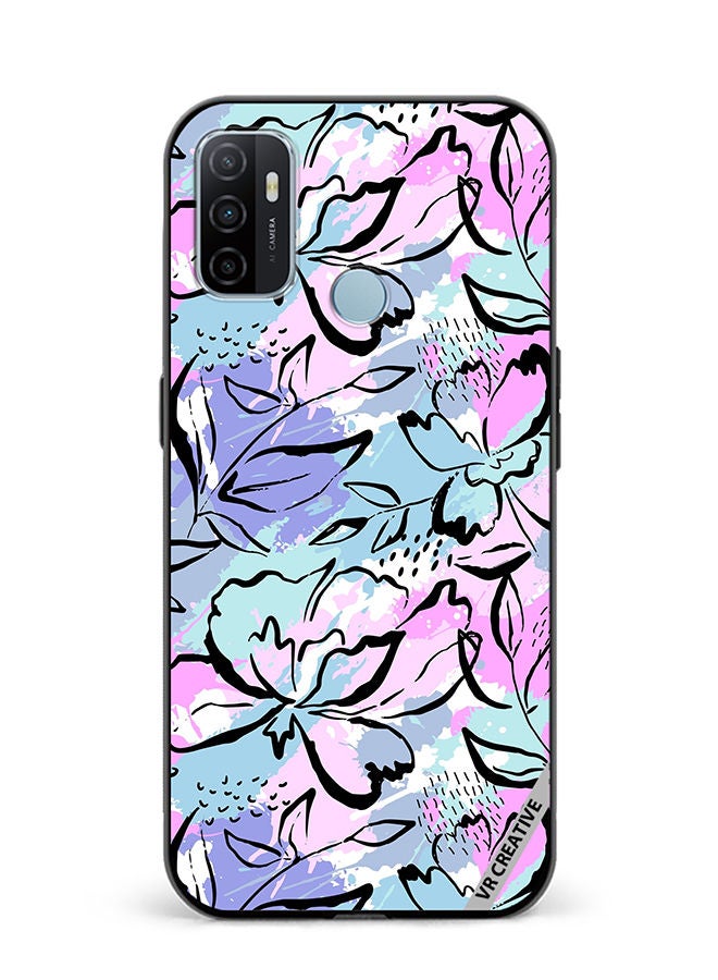 VR CREATIVE Protective Case Cover For Oppo A53 Abstract Flowers Print Design Multicolour - Image 1