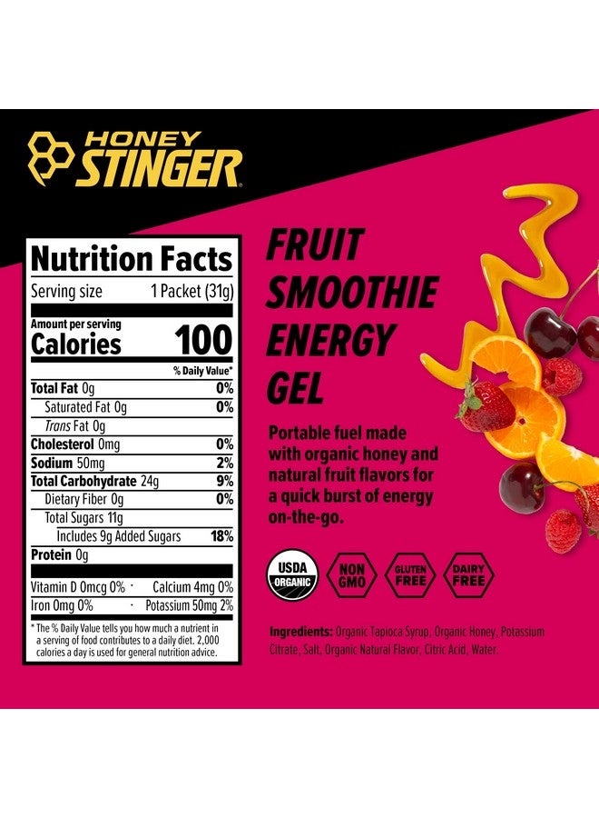 Honey Stinger Organic Fruit Smoothie Energy Gel Gluten Free & Caffeine Free For Exercise Running And Performance Sports Nutrition For Home & Gym Pre And Mid Workout 24 Pack 26.4 Ounce - Image 3