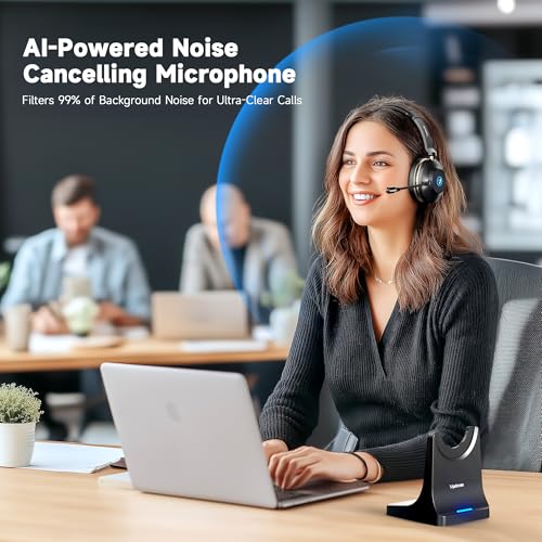 Vipdream Wireless Headset with Microphone for Work Bluetooth 53 Computer Headset for Laptop 45 Hours Battery Life Mute Button Headset with Mic for PC iPhone Zoom Skype Office Home - Image 3