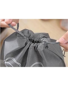 Arabest 15 Pcs Shoe Bags for Travel, Portable Shoe Bags with Clear Window,  Drawstring Dustproof Travel Shoe Storage Bag for Men & Women,gray (Small+Medium+Large)  - Image 3
