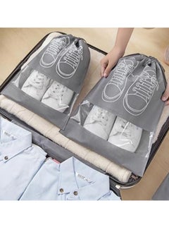 Arabest 15 Pcs Shoe Bags for Travel, Portable Shoe Bags with Clear Window,  Drawstring Dustproof Travel Shoe Storage Bag for Men & Women,gray (Small+Medium+Large)  - Image 5
