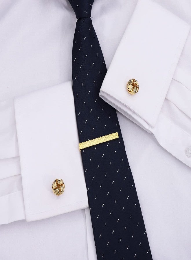 هاوسن طقم أزرار أكمام ومشابك ربطة عنق من هاوسون للرجال، أزرار أكمام معقودة للرجال، مشابك ربطة عنق مقاس 2 بوصة، هدايا لحفلات الزفاف والأعمال التجارية - Image 4