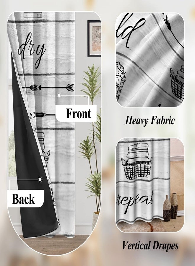 CSFOTO Gray Black Line Blackout Curtains 2 Panels Wash Dry Fold Repeat Laundry Steps Cartoon Painting Pattern Decorative Curtains for Laundry Bathroom, Thermal Insulated Noise Reduction, 42x84 Inches - Image 5
