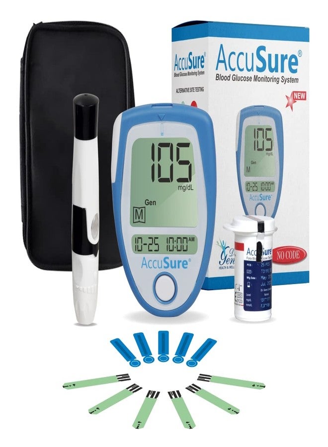 AccuSure Blood Glucose Monitoring System Test Strips, 25 Count (Multi Color) - Image 1