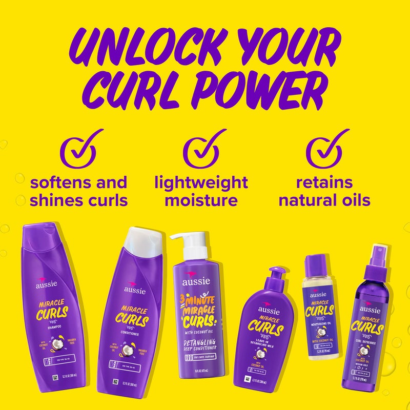 Aussie Miracle Curls: Shampoo, Conditioner, Deep Conditioner, Refresher Gel, Detangling Milk, Oil Treatment 6-Piece Set - Image 2
