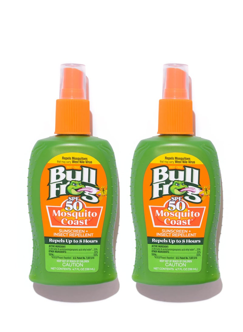 Bullfrog Mosquito Coast Bug Spray Insect Repellent + Sunscreen Spf 50  Pump Spray  4.7 Fl Oz 2 Pack - Image 1