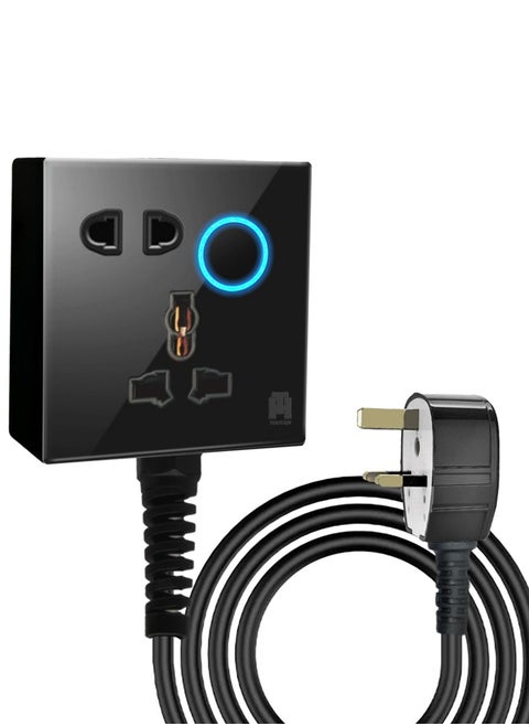 Single socket neon indicator extension board with premium tempered glass and heavy duty long cord