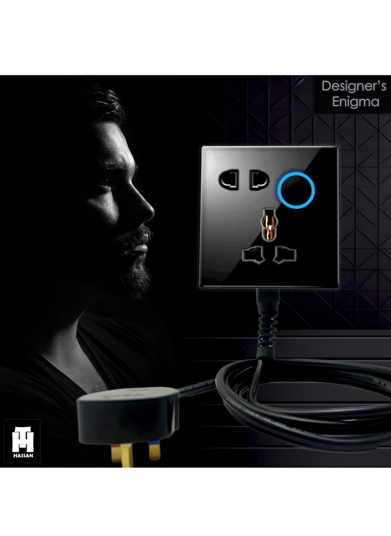 Hassan Single socket neon indicator extension board with premium tempered glass and heavy duty long cord  - Image 2
