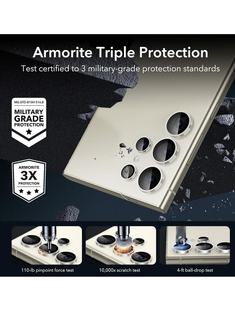 Samsung Galaxy S24 Ultra Camera Lens Protector, Individual Lens Protectors, Scratch-Resistant Ultra-Thin Tempered Glass with Aluminum Edging, Galaxy S24 Ultra Case Friendly, 1 Set, Clear