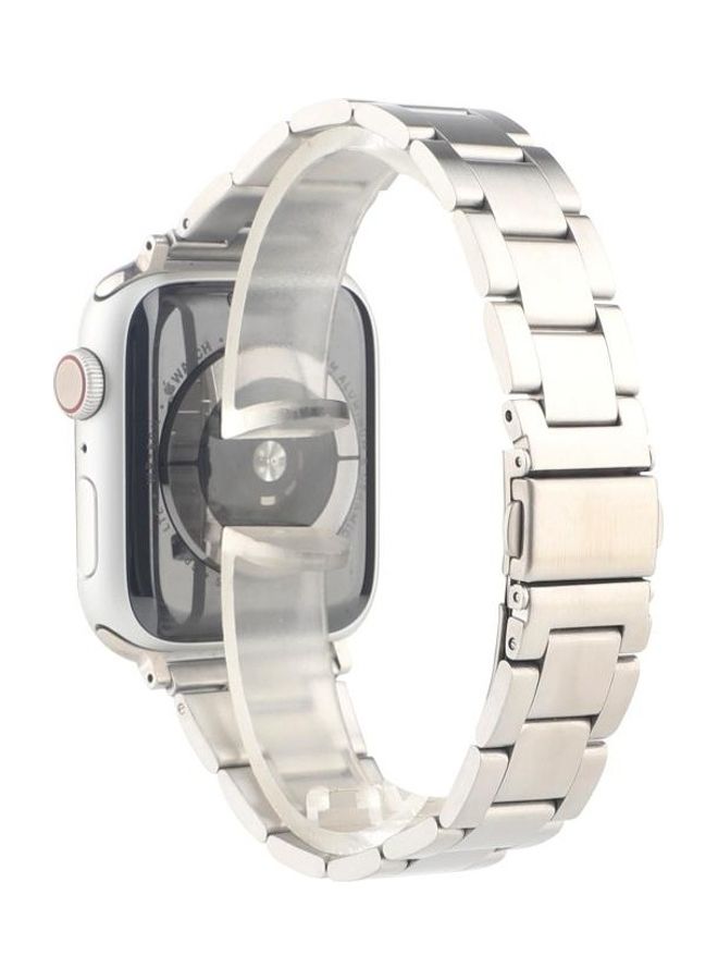 نيبمينينت سوار معصم شياوومان من الإستانلس ستيل بثلاثة فتحات يمكن فصله يدويا لساعة أبل سيريس 1/ 2/ 3/ 4/ 5/ 6/ 7/ SE مقاس 42-44-45 مم - Image 4