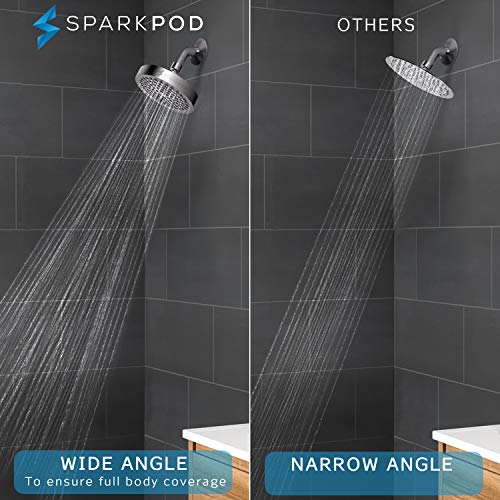 SparkPod Shower Head - High Pressure Rain - Premium Quality Luxury Design - 1-Min Install - Easy Clean Adjustable Replacement for Your Bathroom Shower Heads (Egyptian Gold, 6 Inch Round) - Image 3