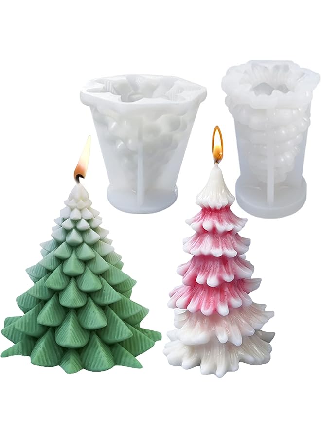 Tree Candle Moulds, 2 Pcs Silicone Craft Molds Making Ice Cube Crystal Jewelry Maker Home Festival Party Decoration DIY Gifts Scented Candles Soap Candy Chocolate Mould