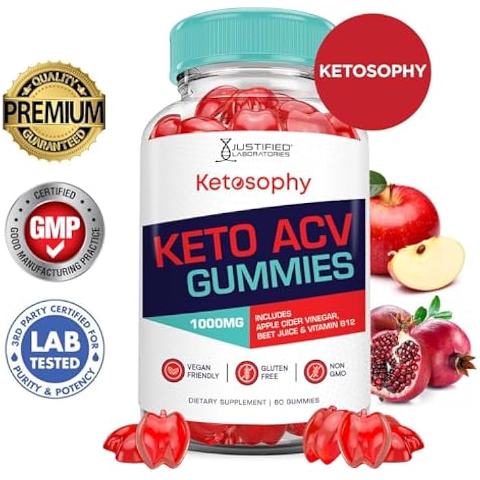Justified Laboratories Ketosophy Keto ACV Gummies Advanced Formula 1000MG Ketosophy Keto Gummies Apple Cider Vinegar Formulated with Pomegranate Beet Juice Powder B12 Vegan Non GMO 60 Gummys - Image 3
