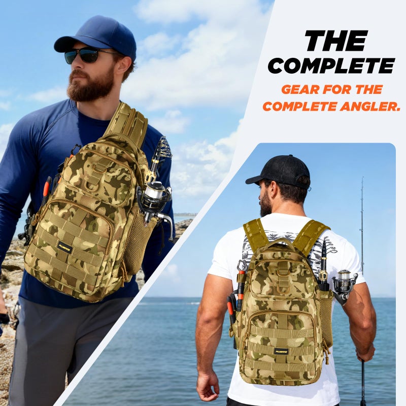 PLUSINNO Fishing Backpack with Fishing Rod and Reel Combos Tackle Boxes, Waterproof Tackle Backpack for Fishing Gear with Rod Holder, Fishing Gifts for Men with Fishing Tool Kit... - Image 5