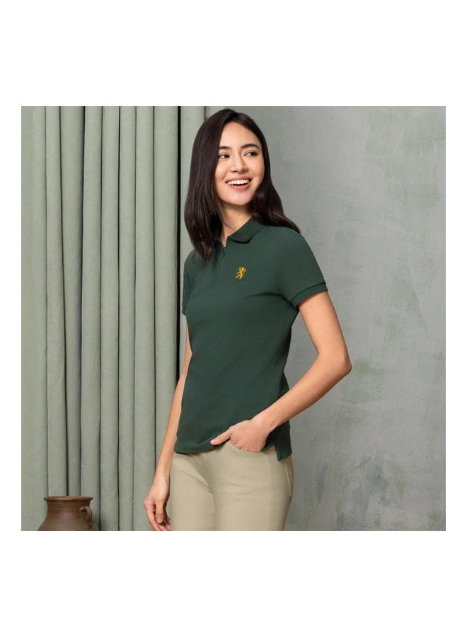 GIORDANO Women's Green Cotton Pique Polo - Slim Fit - Image 4