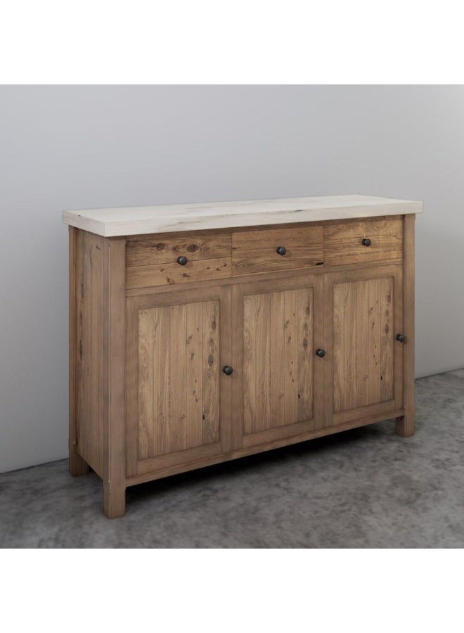 DANUBE HOME Danube Home Karrisa Marble Top Buffet With 3 Drawers & 3 Doors Sturdy Kitchen Organiser Rack Modern Design Sideboard Cabinet Side Board For Dining Rooml163.58Xw48.26Xh97.79Cm - White/Natural Oak