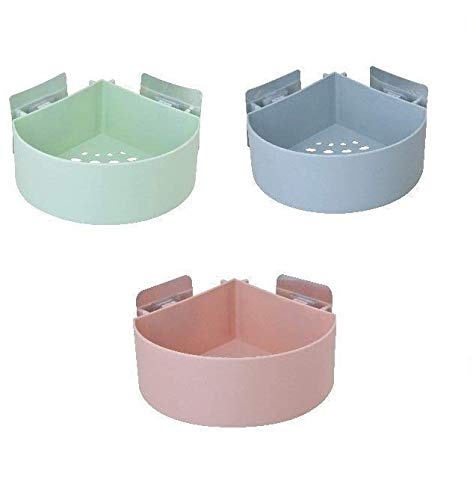 Vruta Corner Shelf Bathroom Kitchen Rack Self Adhesive Shower Caddy Plastic Triangle Wall Mount Storage Basket (Multicolor)(Medium Size) (4) - Image 4
