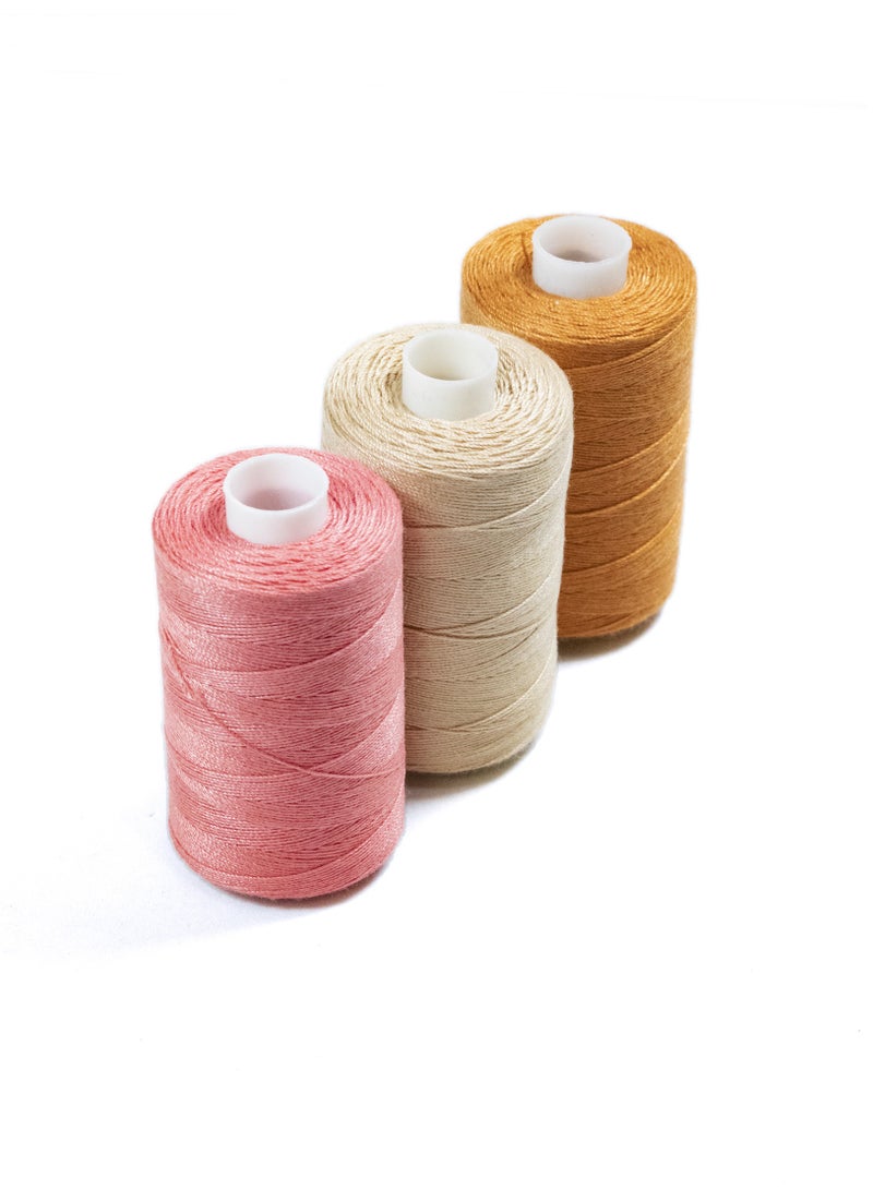 3 Rolls Jeans Sewing Threads – Durable Denim Stitching for DIY Projects (Dusty Rose, Beige, Clay Brown) – 300 Yards Each - Image 1