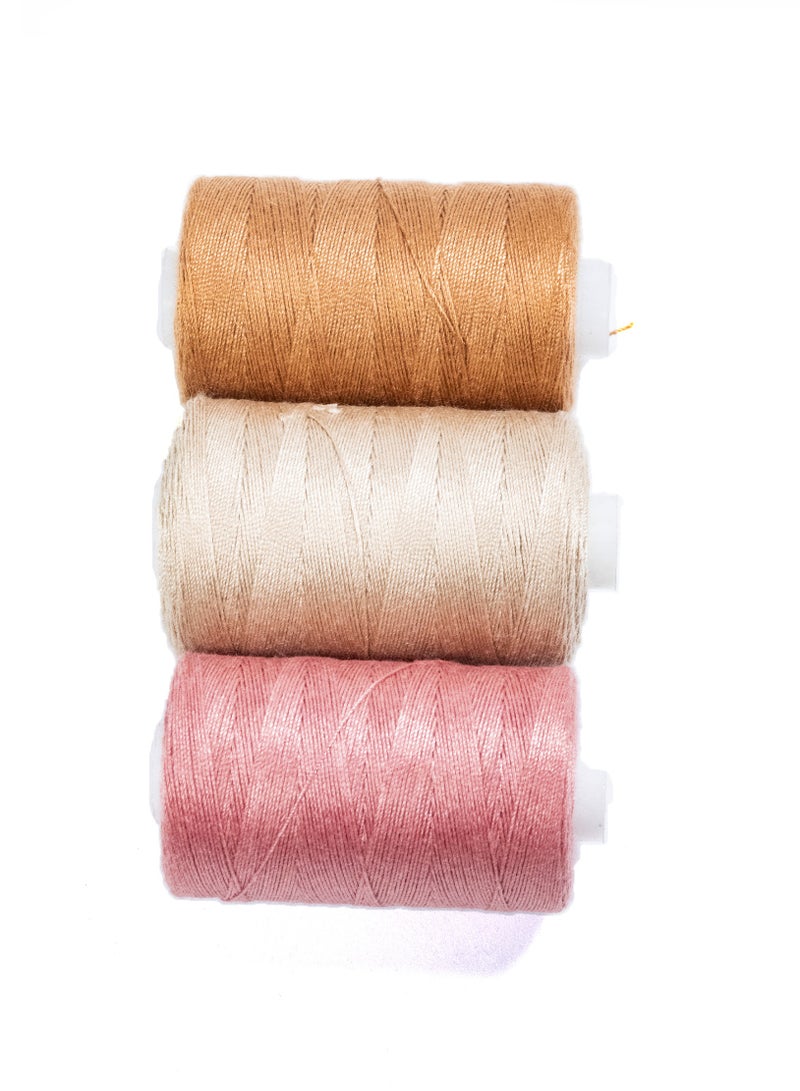 3 Rolls Jeans Sewing Threads – Durable Denim Stitching for DIY Projects (Dusty Rose, Beige, Clay Brown) – 300 Yards Each - Image 3