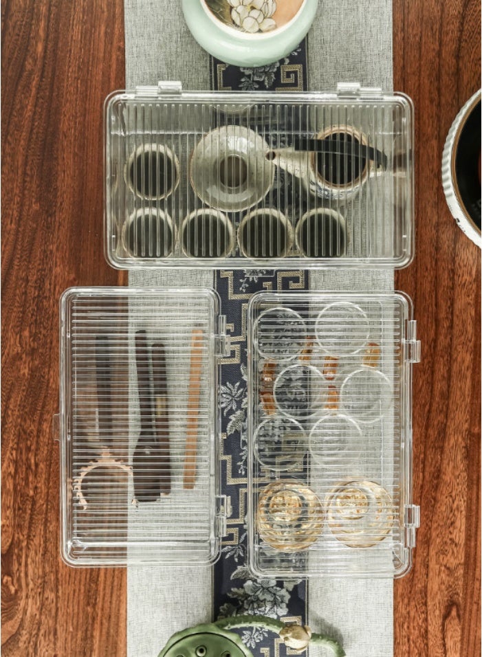 TDAO 3 Pack - Large + Medium +Small - Clear Stackable Storage Bins Boxes with Hinged Lids. Transparent Plastic Organizer Containers for Food and Coffee/Tea Cups, Clear Makeup Organizer Box, Cosmetic Case Suitable for Organizing and Storing Food in Homes, Offices, Schools, Refrigerators, Bathrooms, Kitchens, and Pantries. Stackable, Suitable for Freezing and Refrigeration, BPA-Free, Food-Safe, Clear - Image 4