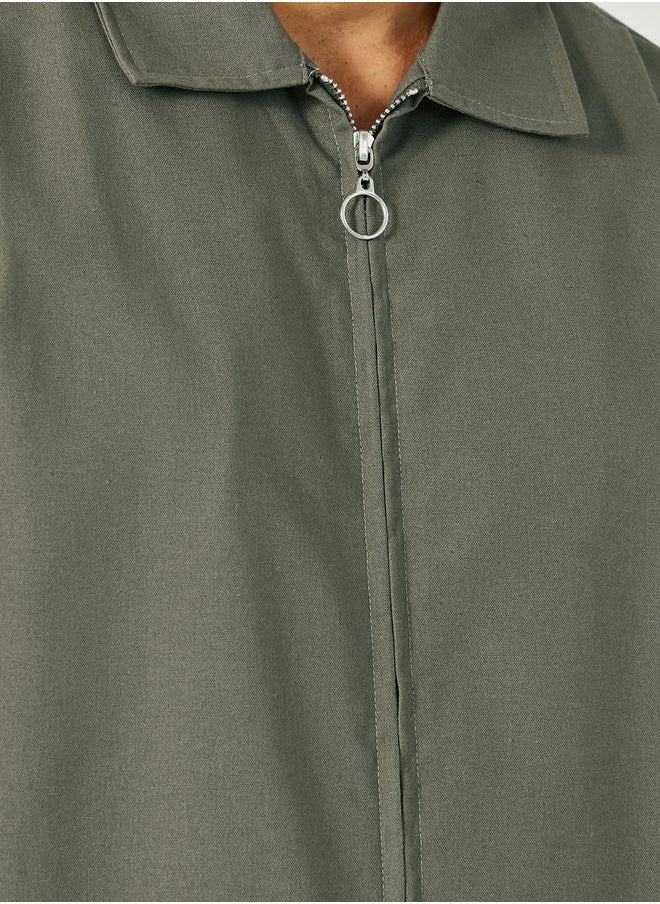 Styli Boxy Fit Linen Blend Zipped Shirt  - Image 4