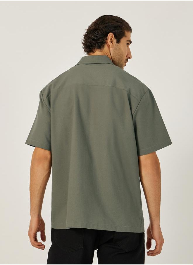 Styli Boxy Fit Linen Blend Zipped Shirt  - Image 5