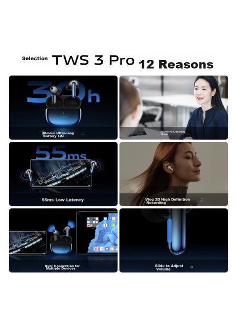 Vivo Tws 3 Pro True Wireless Hi-fi Earphones, Space, Seamless Temperature Monitoring, 49db Dual-core Noise Cancellation, Lossless Sound Quality, Compatible With Apple, Xiaomi, Huawei Phones