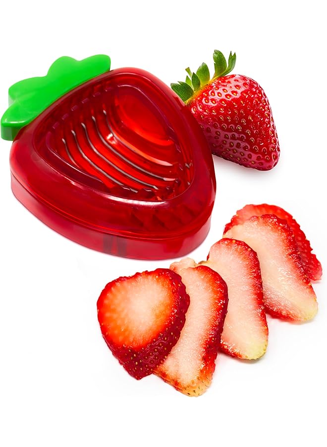 joie Strawberry Slicer, Perfectly Even Fruit Cutter Tool, Ideal For Cakes, Pies And Garnishes, Cute Berry Shaped Kitchen Gadget, Stainless Steel, Bpa Free