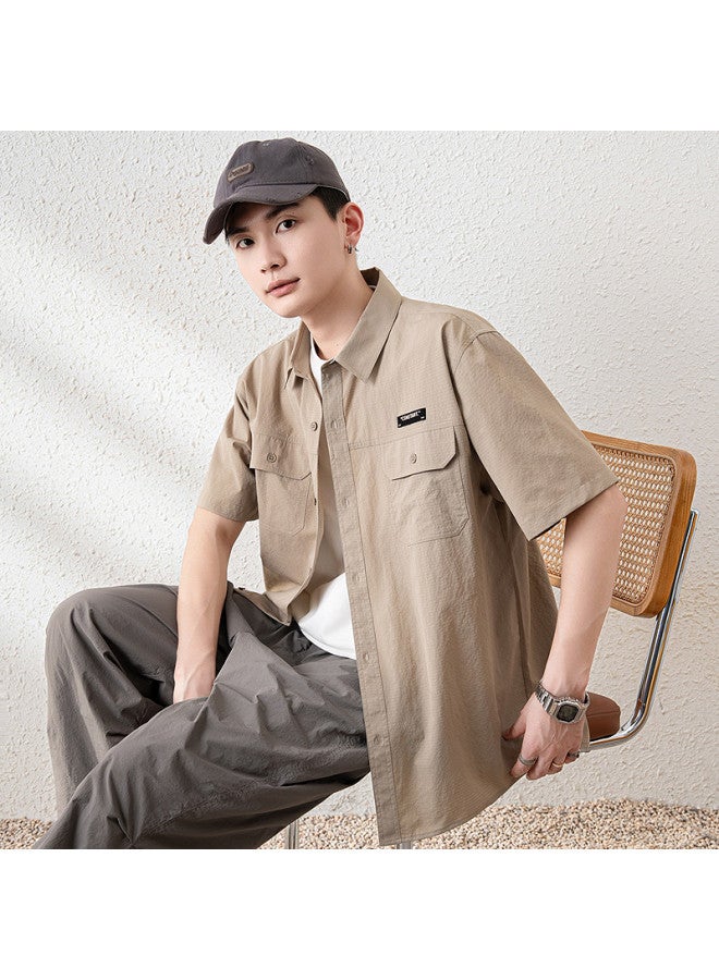 TonLion 2025 Men's Short Sleeve Shirt With Collar And Double Pockets - Summer Commuting Half-sleeve Shirt For Men - Image 2