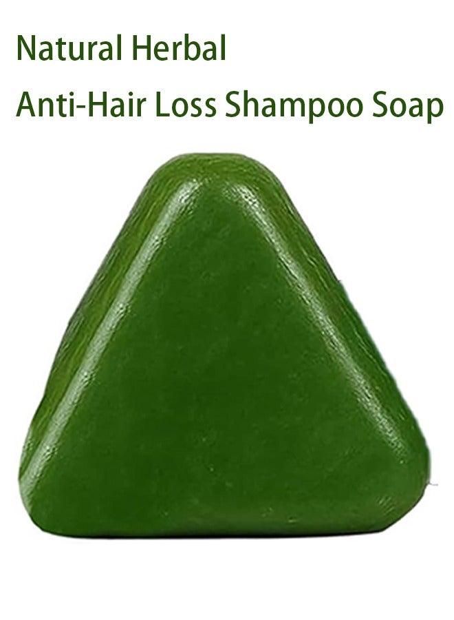 Nature Triangle Shampoo Bar, 120G Usman Grass Green Shampoo Solid Soap,  Triangle Shampoos Bars for Hair Growth, Natural Usman Grass Rice Conditioner Soap Bar, for All Hair Types - Image 1