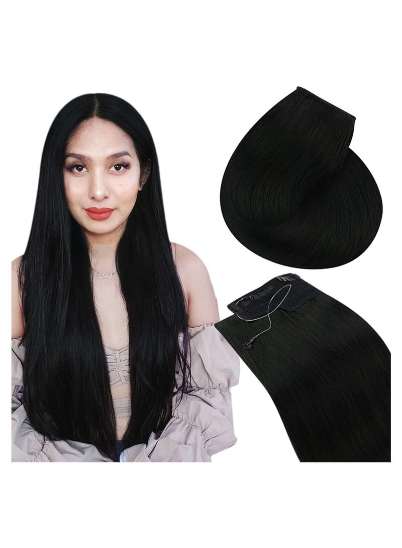 إستيل سلك شعر مستقيم غير مرئي اللون 1B شعر بشري أسود طبيعي وصلات واحدة 1B أسود طبيعي للنساء - Image 1