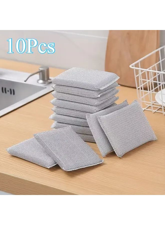 10pcs Double Sided Steel Wire Sponge Dishwashing Brush Effective Stain Removal Super Absorbent - Image 1