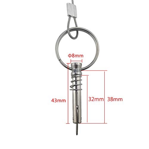 NRC&XRC 4PCS Quick Release Pin Bimini Top Pins 1/4" with Lanyard for Boat Bimini Top Deck Hinge Or Jaw Slide Clamp Bracket Marine Hardware (Quick Release Pin with Ring) - Image 2