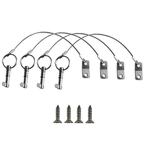 NRC&XRC 4PCS Quick Release Pin Bimini Top Pins 1/4" with Lanyard for Boat Bimini Top Deck Hinge Or Jaw Slide Clamp Bracket Marine Hardware (Quick Release Pin with Ring) - Image 1