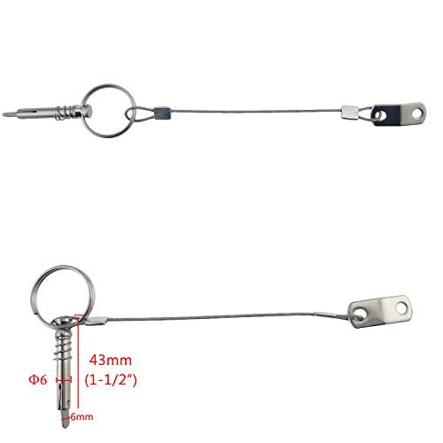 NRC&XRC 4PCS Quick Release Pin Bimini Top Pins 1/4" with Lanyard for Boat Bimini Top Deck Hinge Or Jaw Slide Clamp Bracket Marine Hardware (Quick Release Pin with Ring) - Image 3